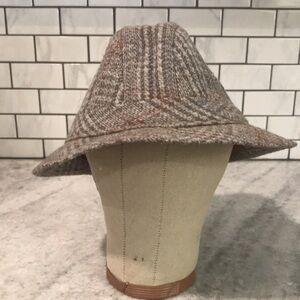 Vintage Totes Fedora Hat Mens Medium Gray Tweed Wool Blend Art Deco 70s Business